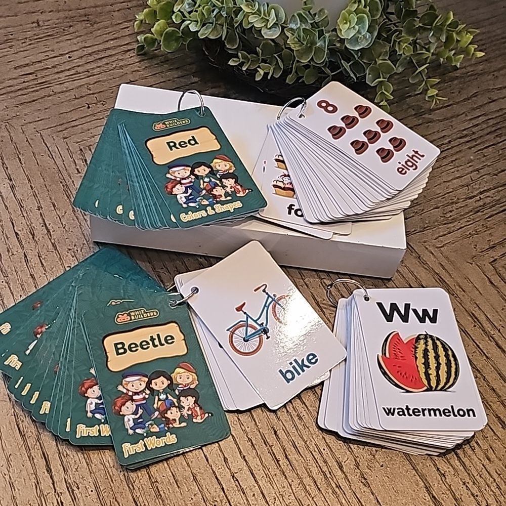 Flashcards for first words, numbers, Colorado and shapes and Alphabet